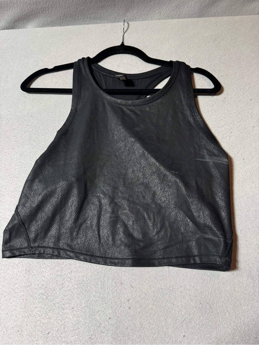 90 Degree By Reflex Black Faux Leather Crop Tank